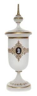 An Opaline Glass Urn and Cover