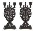 A Pair of Neoclassical Cast Iron TwoLight Candelabra