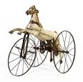 A Painted Wood and Iron Childs Tricycle Velocipede