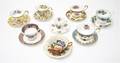 Fifteen English Cabinet Cups and Saucers