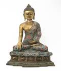 A Gilt Metal and Cloisonne Buddha