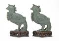 A Pair of Hardstone Phoenix Form Vessels
