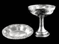 124 2 Pc 19th C Silverplate Compote and Bread Tray