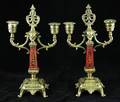 102 Pair French 19th C Brass and Tortoise Candlesticks