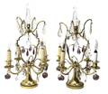 A Pair of Brass FiveLight Candelabra