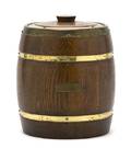 An English Brass Banded Oak Tobacco Jar