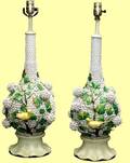 124 Pair of Antique Meissen Schnebollen Lamps