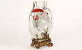 165 19th C Enamel Cartous Balustear Clear Glass Vase