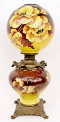 Victorian Hand Painted Glass Dome Lamp
