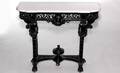 157 Marble Top Edwardian Console with Painted Black Ba