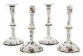 Two Pairs of French Enamel on Copper Candlesticks