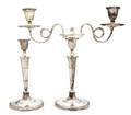 A Pair of English Silverplate TwoLight Candelabra
