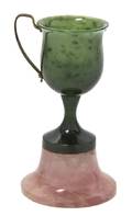 A Carved Jadeite and Rose Quartz Chalice
