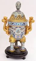 Chinese Cloisonne  Gilt Metal Censer