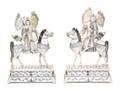 A Pair of Carved Ivory Emperor and Empress on Horseback