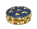 A Blue Amber and CreamGlazed Pottery Circular Box and Cover