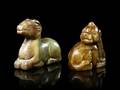 A Group of Two Carved Jade Animals