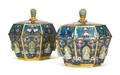 A Pair of Chinese Cloisonne Octagonal Covered Bowls