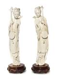 A Pair of Carved Ivory Musicians