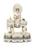 An Ivory Figure of a Bodhisattva and Elephant