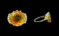 134 10KT Gold Topaz Ring with 10 CZ Perimeter Ston