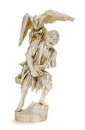 An Ivory Okimono of a Man and a Hawk