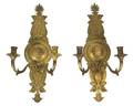 A Pair of Empire Style Gilt Bronze TwoLight Sconces