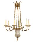 An Empire Style Gilt Metal and Cut Glass SixLight Fixture