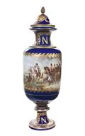 A Sevres Style Gilt Bronze Mounted Napoleonic Urn