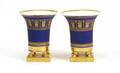110 Pair Old Paris Blue Ground Empire Footed Vases