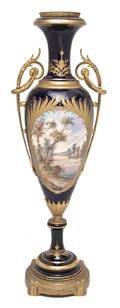 A Sevres Style Ormolu Mounted Porcelain Urn