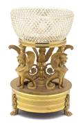 An Empire Gilt Bronze and Cut Glass Centerpiece