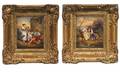 106 Pair of Antique HandPainted Porcelain Plaques