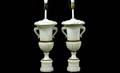 95 Pair Carved Alabaster Campana Urn Table Lamps