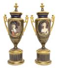 A Pair of Dresden Porcelain Covered Urns