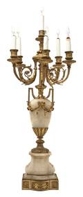 A French Gilt Bronze and Alabaster SixLight Candelabrum