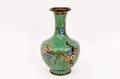 Chinese Green Cloisonne Vase wFloral Motif