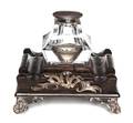 An English Oak and Silver Commemorative Ink Stand Robert Hennell III