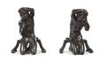 A Pair of Bronze Figural Andirons Louis McClellan Potter American 18731912
