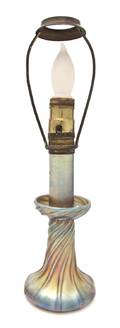 A Tiffany Gold Favrile Glass Candlestick Lamp