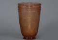 77 LA Verre Francais Peach Colored Cut Glass Vase