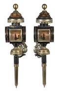 A Pair of Victorian Tole Coach Lanterns
