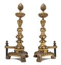 A Pair of Neoclassical Style Gilt Bronze Andirons