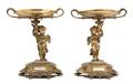 A Pair of Continental Gilt Bronze Figural Tazze