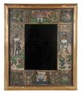 A Charles II Stumpwork and Beadwork Framed Mirror
