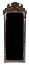 An English Queen Anne Style Lacquered Hall Mirror