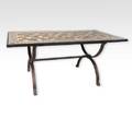 An Indian Stone Veneer Iron Base Rectangular Dining Table