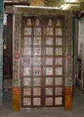 A North Indian Painted Teak Paneled Double Door with Jamb