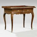 A German Rococo Figured Walnut Writing Desk