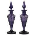 A Pair of Bohemian Amethyst Faceted Glass Perfume Bottles